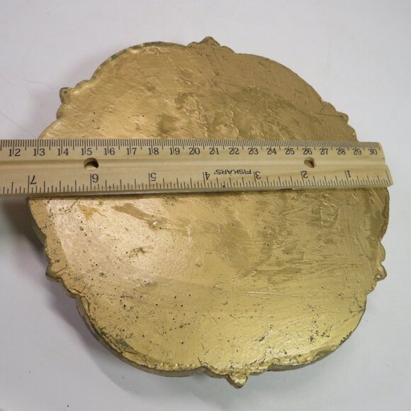 Vintage Medallion Art Deco Victorian Design Gold w Silver Leaf flat back HEAVY - Picture 10 of 12